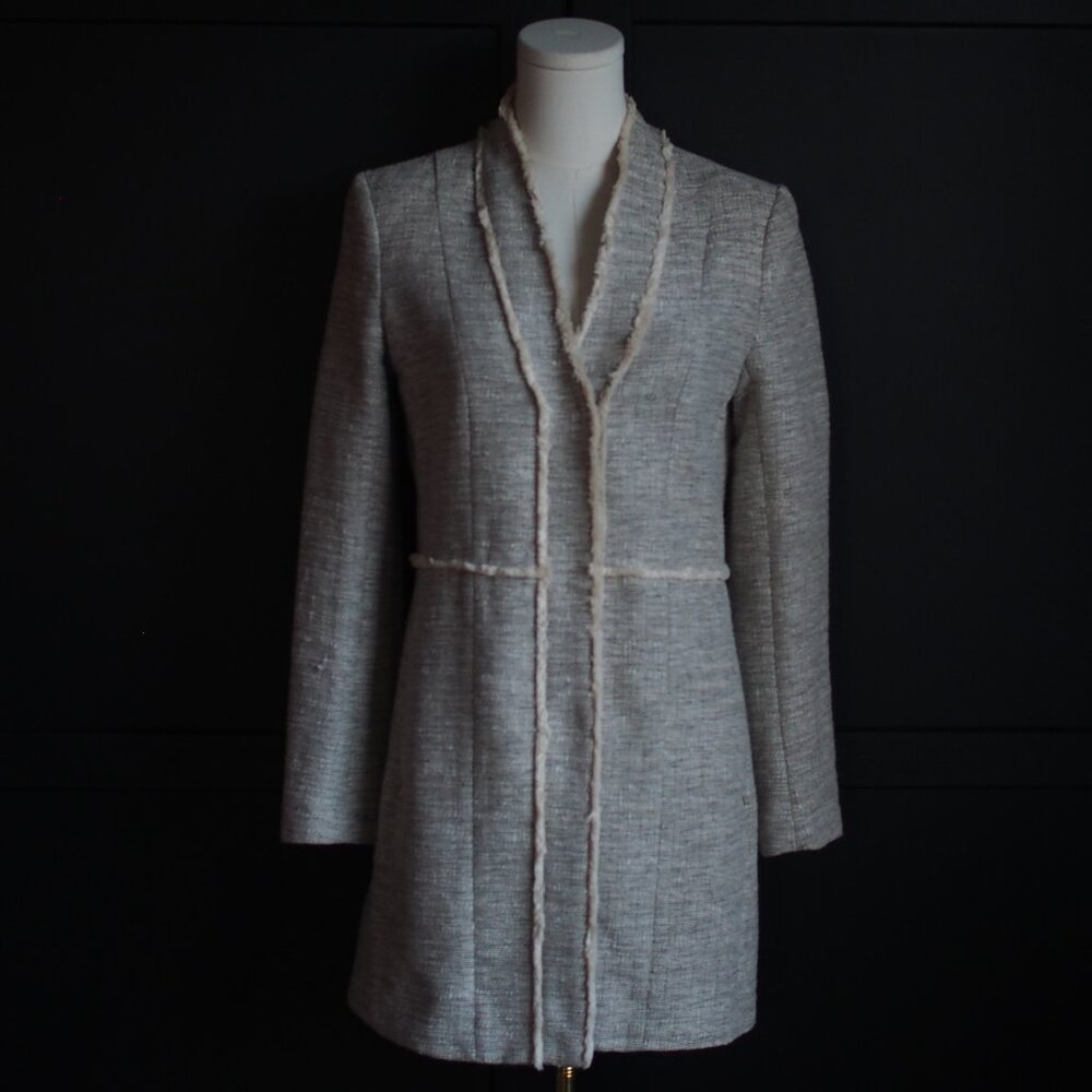 H&M | Button Front Woven Jacket w Frayed Detail
